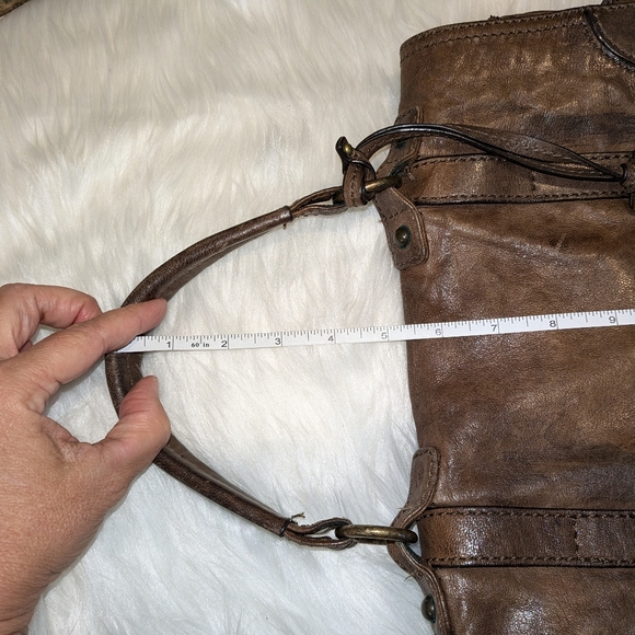 Frye Cameron Distressed Leather Messenger Satchel Bag - Picture 10 of 14